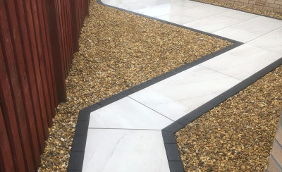 Zig zag path with gravel to each side
